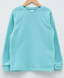 LC Waikiki Cotton Polyester Full Sleeves Solid Tee - Turquoise Blue