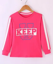 Doreme Single Jersey Full Sleeves T-Shirt Text Printed - Pink