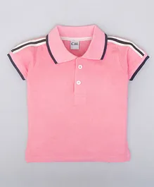 Kiwi 100% Cotton Half Sleeves Side Tape Polo Tees - Pink