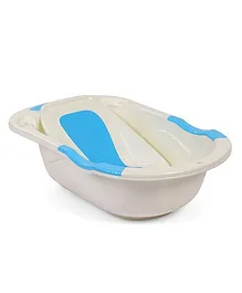 Babyhug Large Size Bath Tub With Bath Tray Animals Print - Off White Blue