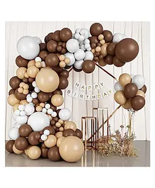 Bubble Trouble Pastel Color Balloons For Birthday Decoration for Girls & Boys Brown Peach & White - Pack of 63