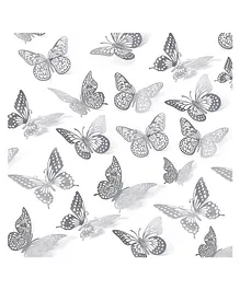 Bubble Trouble Silver Butterfly Stickers for Wall Decoration Items silver - Pack of 12