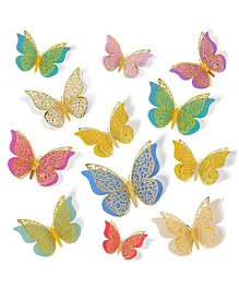 Bubble Trouble Multicolor 3D Butterfly for Decoration items for Wall Sticker Multicolor  Pack of -12
