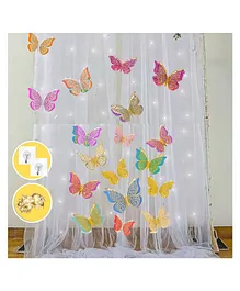 Bubble Trouble Diy Backdrop White Net Decor Kit  with Lights & Butterfly- Pack of 18