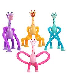 NEGOCIO 4 Pieces LED Telescopic Suction Cup Giraffe Toy Shape Changing Telescopic Tube Fidget Toys Pop Tubes Fidget Tubes Sensory Toys for Girls Boys - COLOR MAY VARY