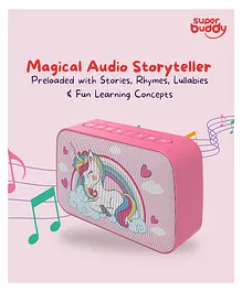 SuperBuddy StoryBox Unicorn Kids Speaker- 550 Stories Rhymes & Mantras Preloaded - Pink