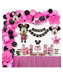 Special You Minnie Theme Birthday Decoration Items for Boys and Girls with Minnie mouse foil balloon Red pack of 64 items