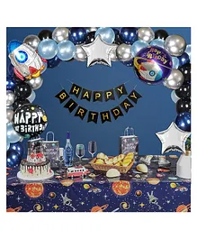Special You Space theme birthday decoration DIY kit for kids with space theme foil balloons decorative kit blue pack of 68 items