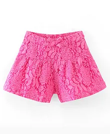 Babyhug Woven Lace Designed Shorts with Lining - Pink