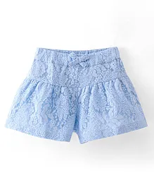 Babyhug Woven Lace Designed Shorts with Lining - Blue