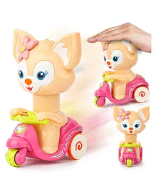 Fiddlerz Cute Cat Friction Powered Scooty Car Play Set Press and Go Scooter Toys for Kids Pack of 1 - Multicolor