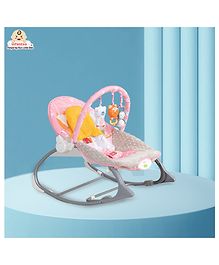 INFANTSO Baby Rocker Portable with Free Mosquito Net &  with Calming Vibrations & Musical Toy - Pink