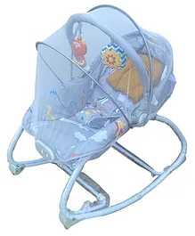 INFANTSO Baby Rocker Portable with Free Mosquito Net & Calming Vibrations with Music & Musical Toy - Grey