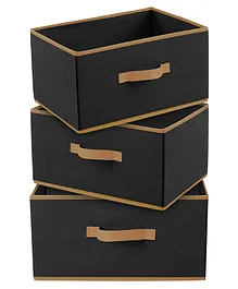 Fun Homes Rectangular Storage Box Set of 3 - Black