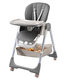 StarAndDaisy Galaxy Star Baby High Chair Foldable Feeding Chair Strong Dining Chair for baby with height adjustment with storage basket- Grey