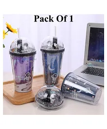 Space Theme Tumbler Sipper with Straw - 430 ml (Colour May Vary)
