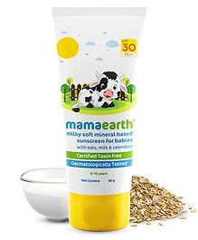 Mamaearth Baby Milk Soft Mineral Based Sunscreen with SPF 30 & PA+++ and Oats Milk and Calendula- 80 g