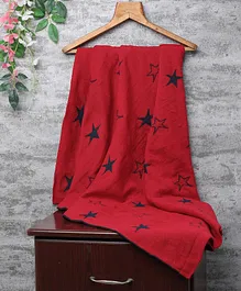 Little Angels Star knitted Blanket for baby - Red and Navy