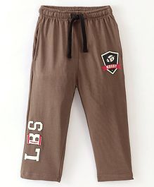 Lazy Bones Sinker Full Length Lounge Pants With Badge & Text Print- Peanut Brown