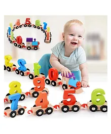 Sanjary Wooden Digital Handcrafted Educational Wooden Train Digital 0-9 Digit Number Toys - Multicolor