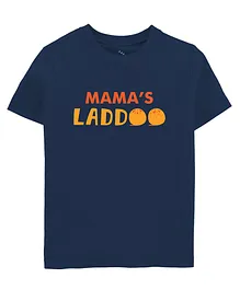 Zeezeezoo Half Sleeves Mamas Laddoo Text Printed Tee - Navy Blue