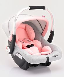 Babyhug Onyx Elite Car Seat cum Carry Cot with Rocking Base and aluminium handle - Grey & Pink