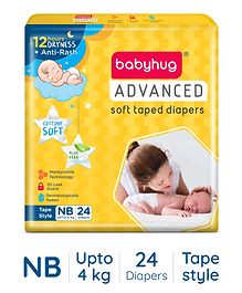 Babyhug Advanced Tape Style Diapers New Born Size - 24 Pieces