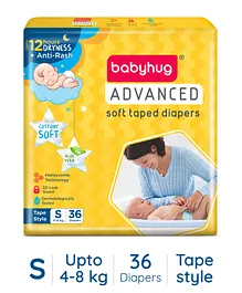 Babyhug Advanced Tape Style Diapers Small Size - 36 Pieces