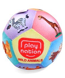 Play Nation Premium Wild Animals Plush Soft Toy Ball (12cm)| Early Education and Fun and Learning Soft Toy upto 2 Years Kids| Improves Motor Skills| Gifting Toy| Child Safe Material| BIS Certified