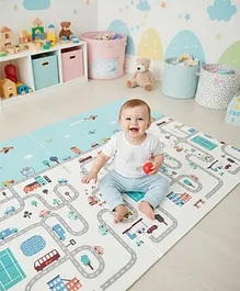 Babyhug XPE Waterproof Folding Mat With Fox
                        Print - Light Blue