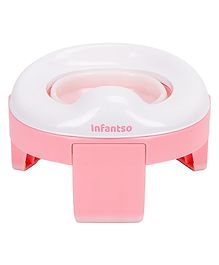 Infantso Portable Potty Seat for Boys and Girls Potty Toilet Seat Travel Friendly for Kids 6 to 24 Months Child Toddler Non-Slip with Splash Guard Fits Round & Oval Western Toilets Small- Pink