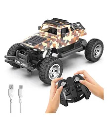 Explorer 4WD Remote C-Type USB Rechargeable RC Car Off Road Rock Crawler Monster Truck ATV 4x4 Wheel Drive High Speed with Proportional Racing Car Gift for Boys Girls Kids (Desert Camo)