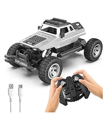 Explorer 4WD Remote C-Type USB Rechargeable RC Car Off Road Rock Crawler Monster Truck ATV 4x4 Wheel Drive High Speed with Proportional Racing Car Gift for Boys Girls Kids (Silver)