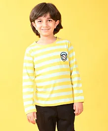 Anthrilo Full Sleeves Placement Football Printed Striped Tee  - Yellow