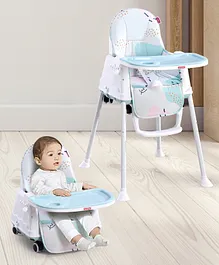 Babyhug Comfy High Chair with Printed Cushion -  Blue
