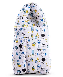 Baybee 3 in 1 Portable Co-Sleeping Cotton Carry Bed Cum Bag - White & Blue