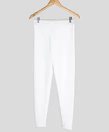 D'chica Solid Thermal Winter Wear Leggings  -  White