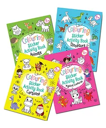 Set of 4 Colouring Sticker Activity Book for 3+ Years Kids