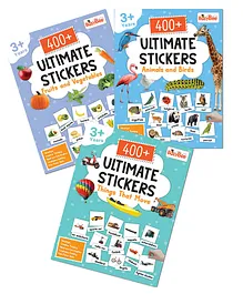 1200+ Ultimate Stickers Books (Set of 3) - Fruits and Vegetables Animal and Birds Things That Move for 3+ Years Kids