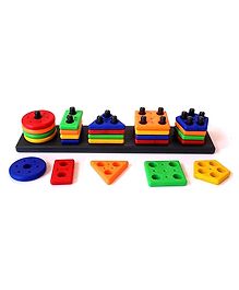 Vinmot Learning Geometric Shape Sorting and Stacking Activity Puzzle Blocks for Kids - Multicolour