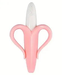 Kritiu Silicone Banana Shaped Teething Toothbrush - Pink