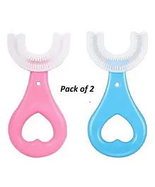 Kritiu Soft Sillicone U-Shaped Toothbrush Pack Of 2 - Pink & Blue