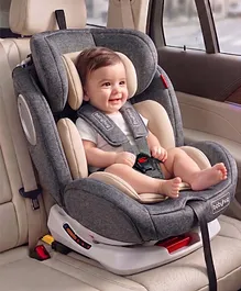 Babyhug Endeavor 2 in 1 Convertible Car
                        Seat for Baby and Kids, Isofix & Non Isofix,
                        360 Rotatable, ECE R44/04 Safety Certified, 10
                        Level Headrest, Washable Cushion, 5 Point Safety
                        Harness (Grey)