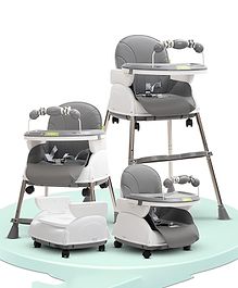 Baybee 4 in 1 Nora Baby High Chair for Kids with Height Adjustable Baby Toddler Feeding Booster Seat with Tray & 5 Point Safety Belt Kids High Chair for Baby - Grey