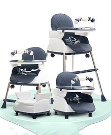 Baybee 4 in 1 Nora Baby High Chair for Kids with Height Adjustable Baby Toddler Feeding Booster Seat with Tray & 5 Point Safety Belt Kids High Chair for Baby - Navy Blue