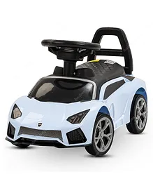 Baybee Manual Push Ride on Car with Steering Wheel, Music, Storage Space & High Backrest - Light Blue