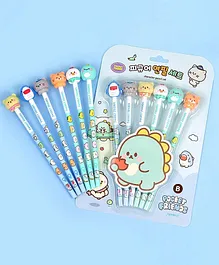 SKB 3D Animal Topper 6pcs Cartoon Pencil Set with Cute Animal Erasers on Top - Blue