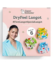 Superbottoms Dry Feel Langot Size Large Baby Langots With Double Loops Set Of 6 - Multicolour