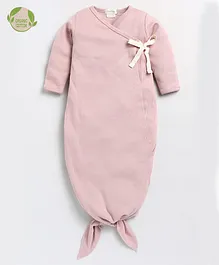 Cot & Candy Full Sleeves Ribbed Onesie Gown - Pink