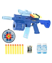 Fiddlerz 3 in 1 Toy Gun for Soft Bullet Blaster with Bubble Maker Gun Toy & Light Music Gun Toy - Blue